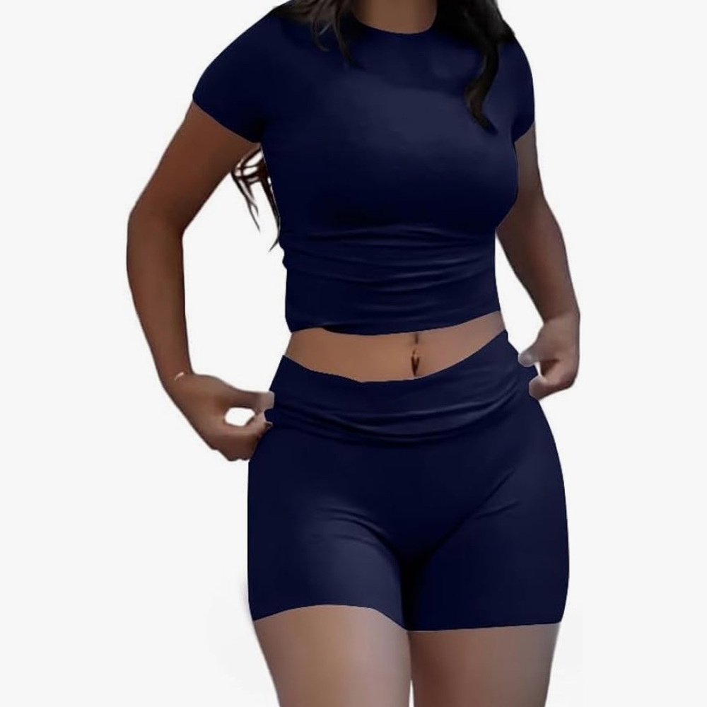 Amazon Women's Dark Blue Crop Top set